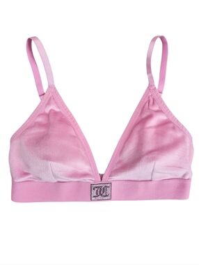 Juicy Couture Pink Velour Sleepwear Bralette Rhinestone JC Logo Soft Glam Size M